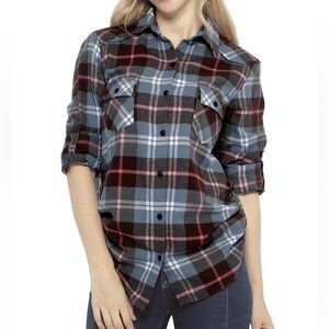 NEW! Matchstick Women’s Plaid Flannel Shirt 100% Cotton Blue Pink Size XS